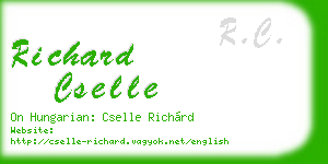 richard cselle business card